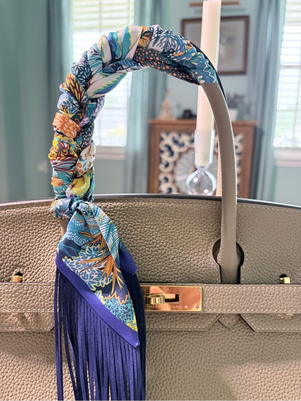 Fringe Handbag Wraps in Navy Fringe /Zebra Floral Print